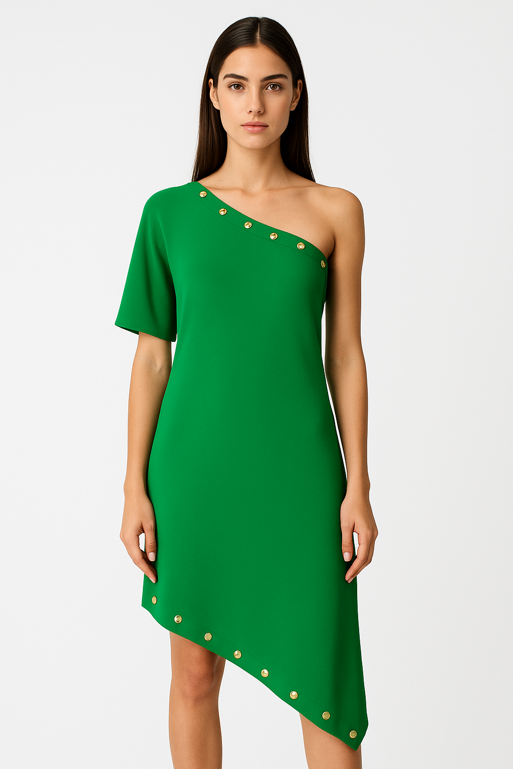 Vestido asimétrico ojetes