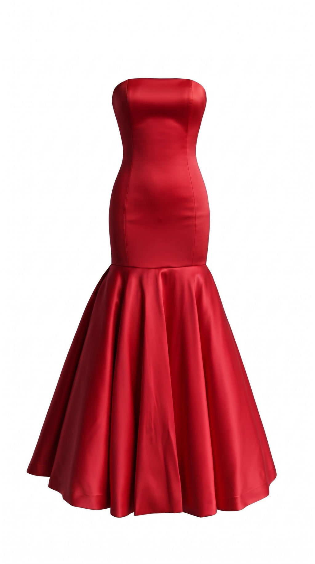 Vestido en Tafetán Rojo palabra de honor