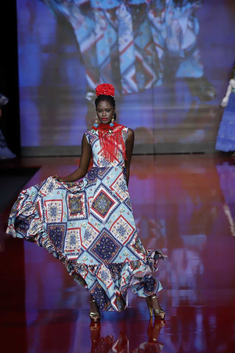 Vestido con estampado de pañuelos, couture de la colección Juanita de Sergy & Tapiju 